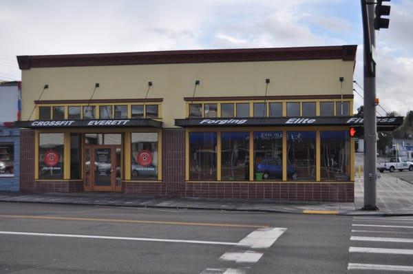 looking at the front of the building