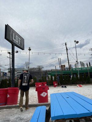 Life size beer pong