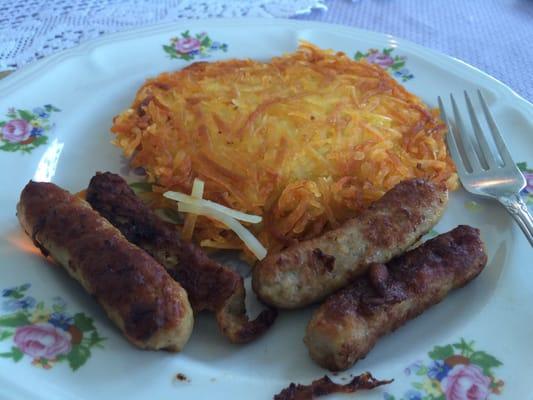 Hash browns and sausage