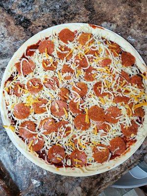 The pepperoni and cheese has certainly gotten a lot lighter!