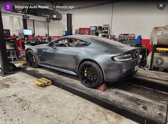 We work on many makes and models! Here is a photo of an Aston Martin we worked on. Customers trust us to provide quality work!