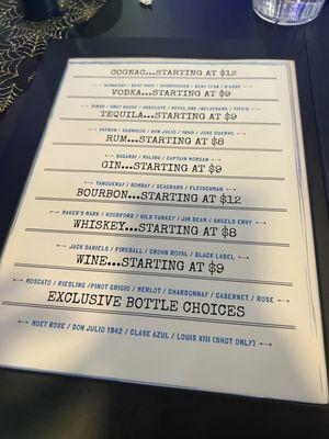 Drink menu