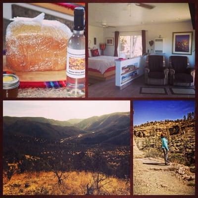 This is what the Cabin Owners leave for their guests upon arrival! Homemade bread, wine and raw honey!