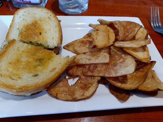 Grilled Artichoke Sandwich with house made potato chips