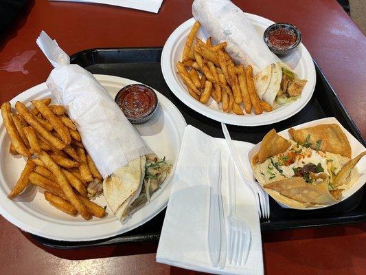 Chicken swarma   and fries