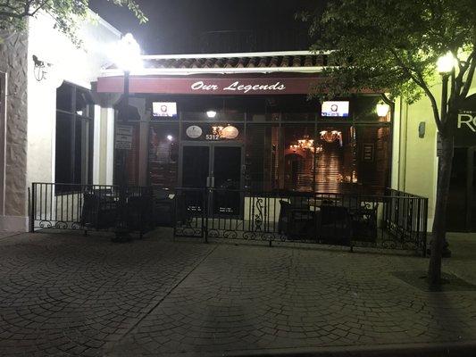 Outside seating with an awning for shade