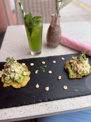 Tostones with shrimp