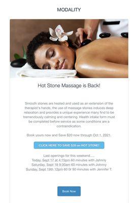 Hot Stone Massage is Back!!