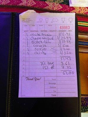 Every item they tried to add 1.00 from the actual price on the menu.