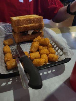 Soldier Burger with tots