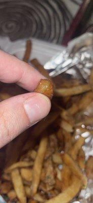 Ewwww, the fries oozed chicken grease....