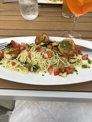 Pesto angel hair with scallops- special