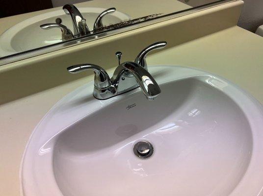 Sparkling bathroom sink.