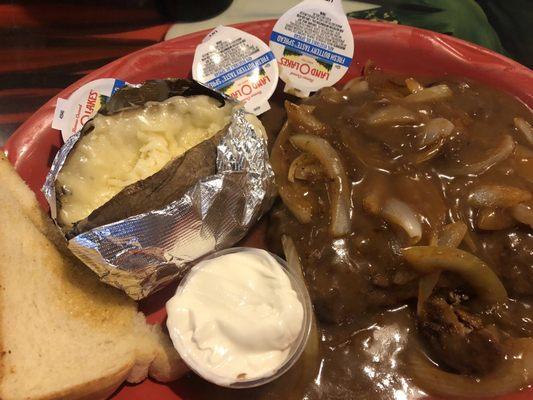 Hamburger steak with baked t