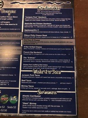 New menu, hold over items from previous menu