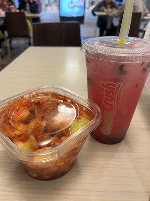 Mango chamoy bowl and blueberry mojito.