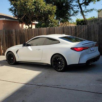 The After of this hot BMW M4 2023 with Carbon Film 35% all the way around.