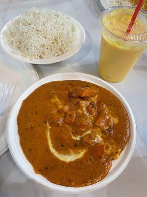 Butter Chicken and Mango Lassi