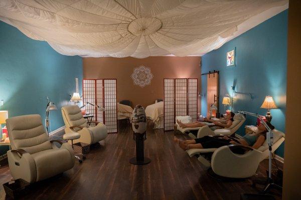 Our healing lounge for acupuncture.  Private room setting also available