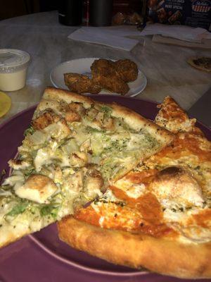 Chicken Caesar Salad Pizza Slice  Vodka Slice Buffalo Wings