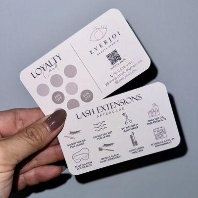 Aftercare + loyalty cards