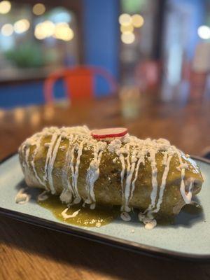 Wet Super Burrito with Verde Sauce