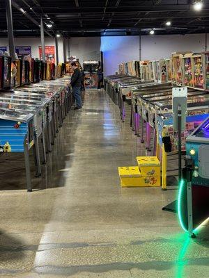 Row of pinball machines