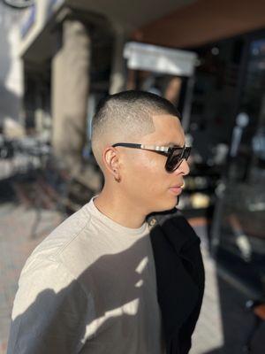 Mid zero razor bald fade.