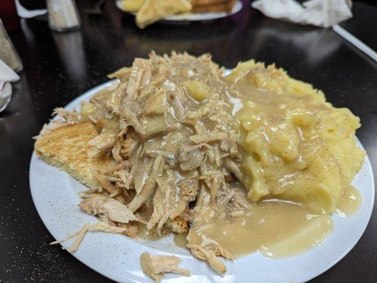 Open Face Turkey Sandwich with Real Turkey (Not lunch meat).  Large and delicious!