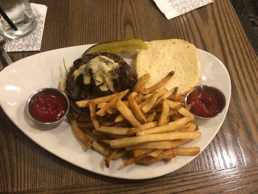 Short rib burger and fries