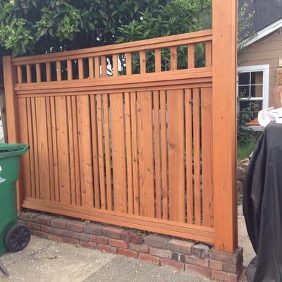 Redwood fence.