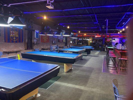 We offer ping pong and up to date pro tables