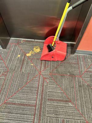 Dog shit in front of the elevator.