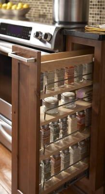 Spice rack built right into the cabinetry