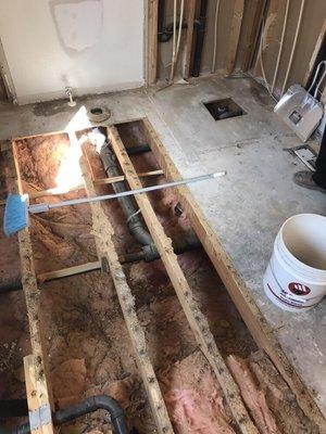 Sub floor repair due to water damage.