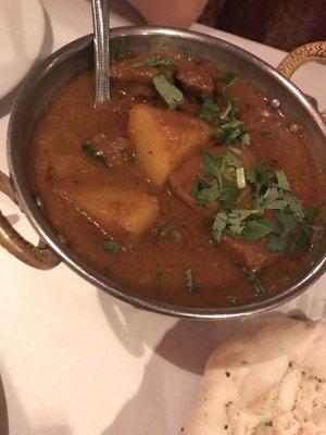 Lamb vindaloo dinner. $15.95