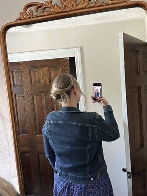 $114 hairstyle - low bun and braid