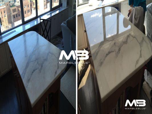 Marble countertop refinishing, polishing and sealing