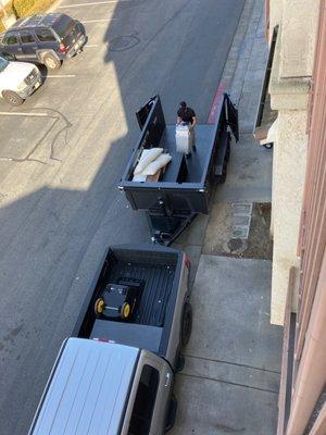 Filling the trailer with Goodwill donations