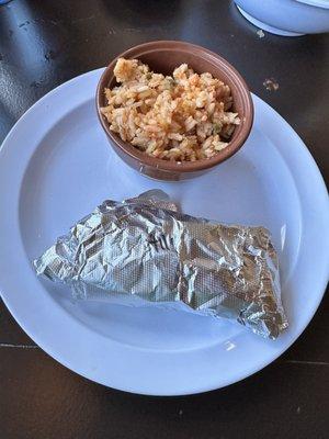 Breakfast Burrito and Red Rice