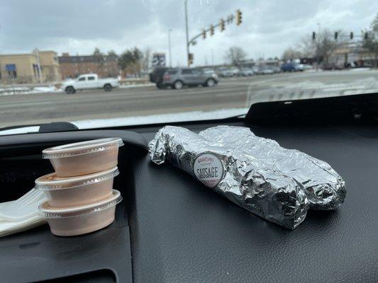 Breakfast on the go - LOVE THEIR Hatch Valley Green Chile Breakfast Burrito with Sausage and Chorizo