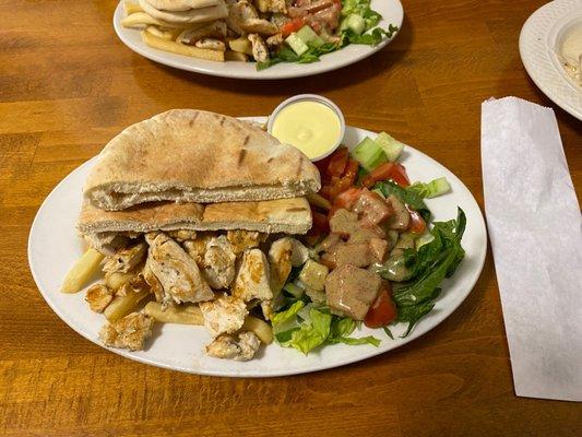 Lemon Chicken Plate. The chicken is very juicy and pita bread is warm. Good sized portion.