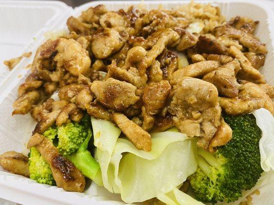 Chicken Teriyaki combination platter with rice & veggies