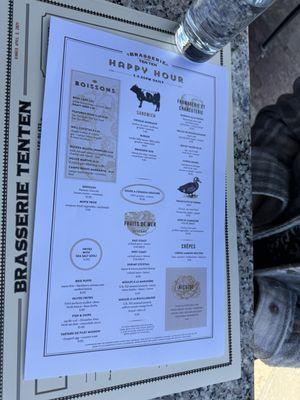 Happy hour menu