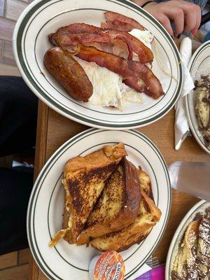 French Toast with egg, bacon and sausage