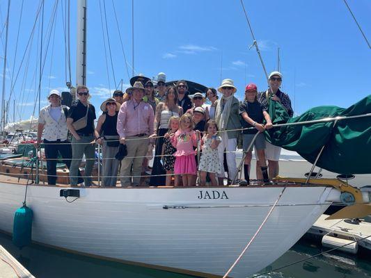 Family members attending Mom's burial at sea.