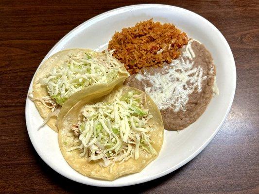 Two Chicken Tacos Combination Plate - Mmm!