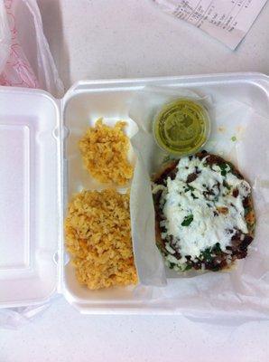 Beef sopa ($2.50) and a side of rice ($1.50) at Ana's taqueria (inside of the cost plus convenience store)