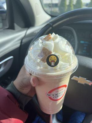 Cinnamon Toast Crunch shake - w/a cute smiley face sticker