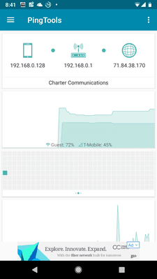 Guest wifi appears to use Charter Communications. Probably a DSL line. Ugh.